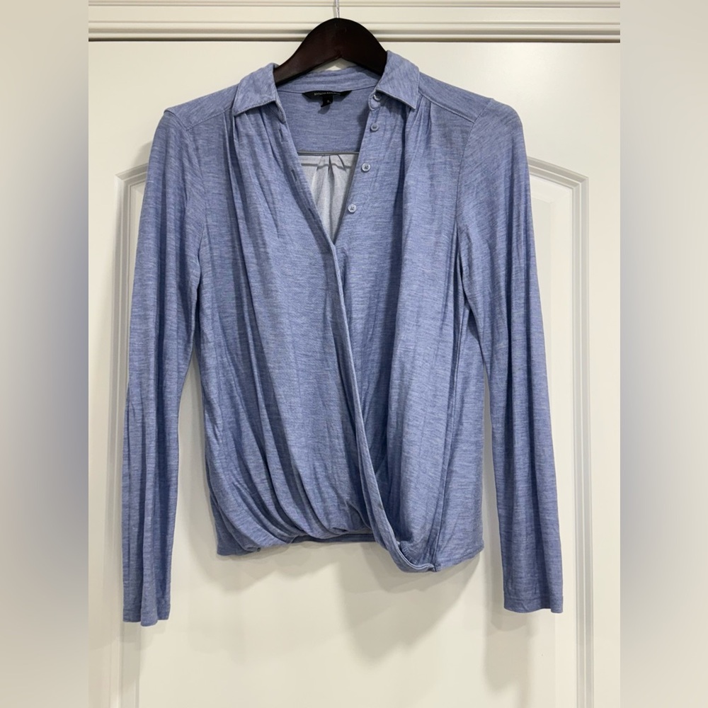 Banana Republic Heathered Blue Wrap Blouse
